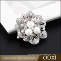Fashion OUXI Jewelry Silver Plated Cooper Alloy Pins Micro Pave Zircon Pearl Flower Brooch Scarf Clip Brooch
